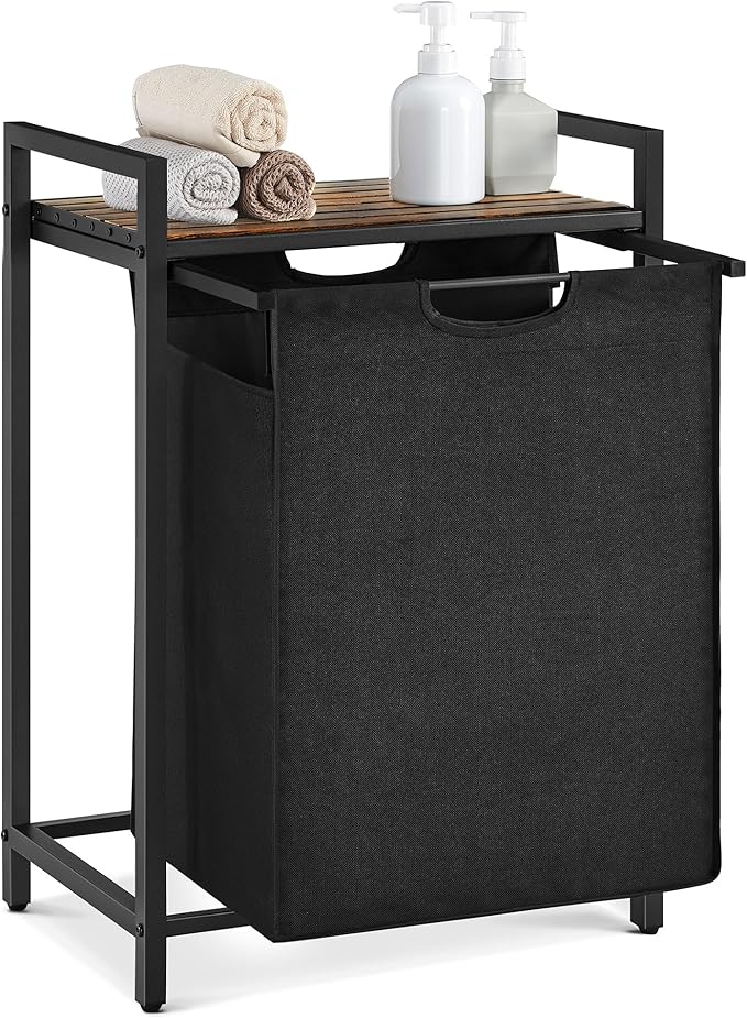 VASAGLE Laundry Hamper with Shelf, 1 Pull-Out Bag, 17.2 Gallons by Unknown