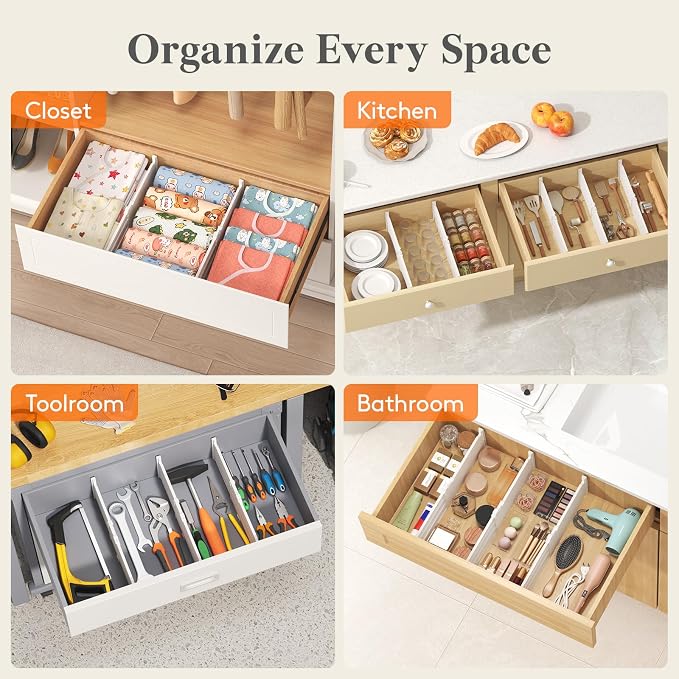 Lifewit 5" Tall Drawer Dividers, Adjustable Deep Drawer Organizer Clothes | - Image 11