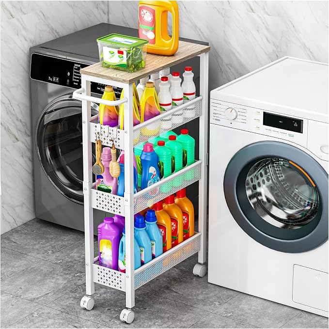 Vivihomety 4-Tier Slim Utility Rolling Laundry Cart by EndlessStorage