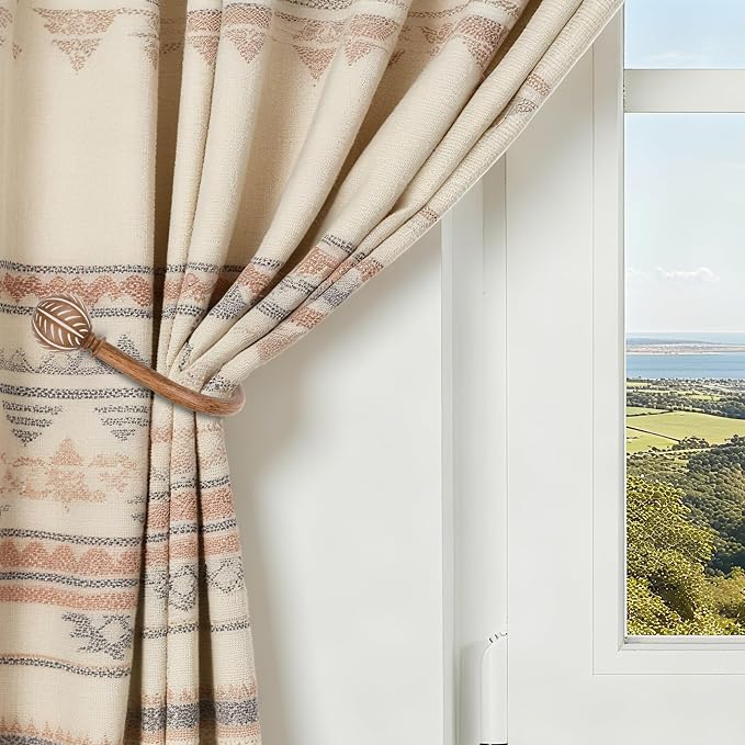 KAMANINA Wood Curtain Holdbacks 2pcs Small | Imitation Wood Grain, Size: 4.3" W - Image 4
