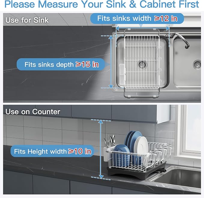 JASIWAY White Dish Drying Rack in Sink - Image 3