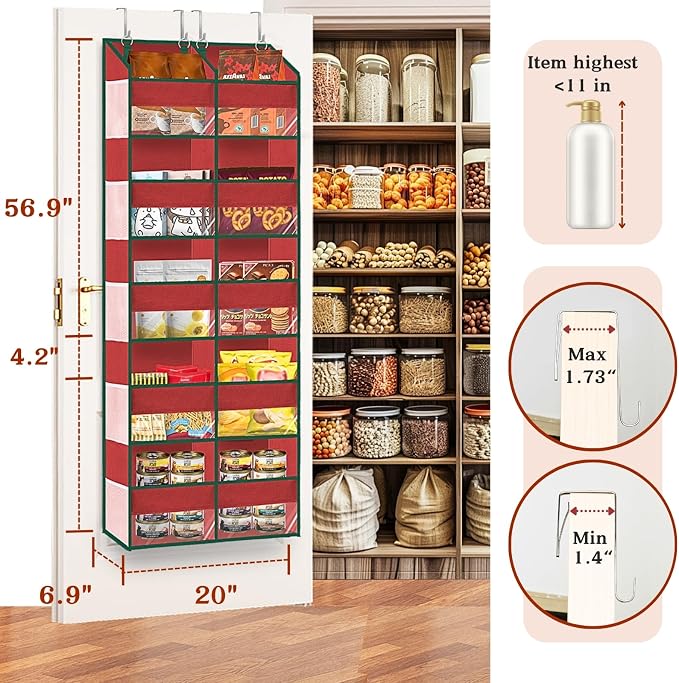 Over The Door Organizer 5 Tiers Extra Large Behind Door Storage of 10 | 80 lbs - Image 3