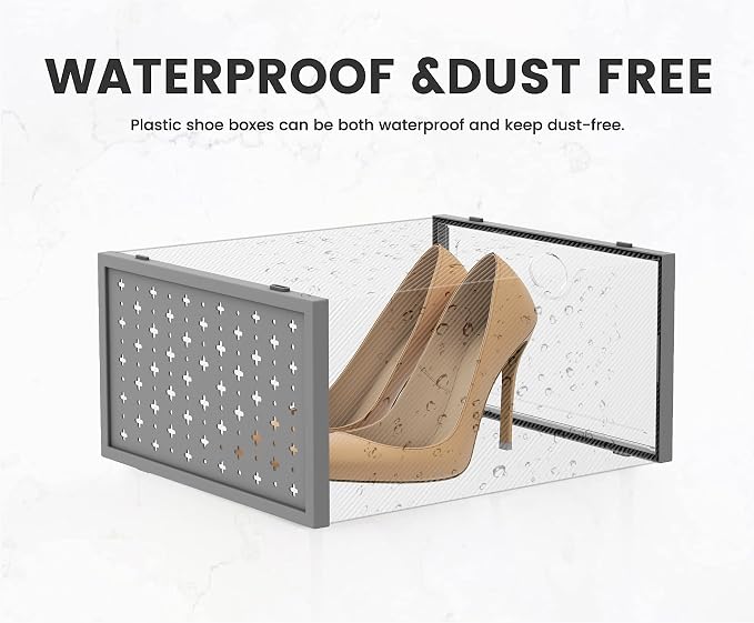 Pinkpum XXL 12 Pack Shoe Storage Box Clear Plastic Stackable Shoe Organizer - Image 4