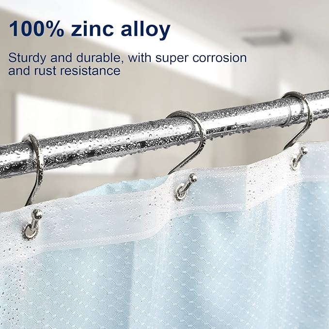Metal Shower Curtain Hooks, Rust Proof Shower Curtain Hooks Rings, Durable S - Image 2