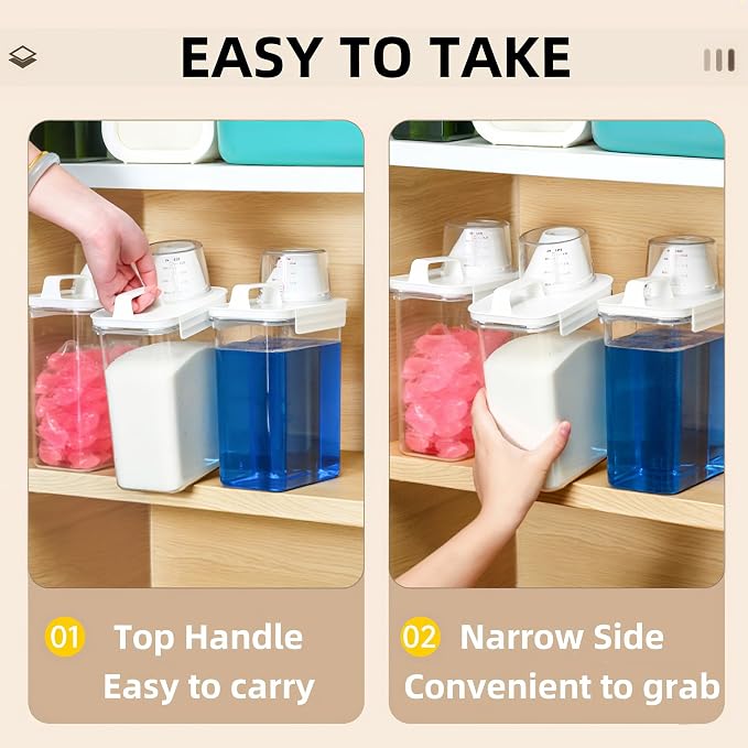 Covzoe 3 Pack Laundry Detergent Dispenser, 61 Oz Laundry Powder Containers - Image 8