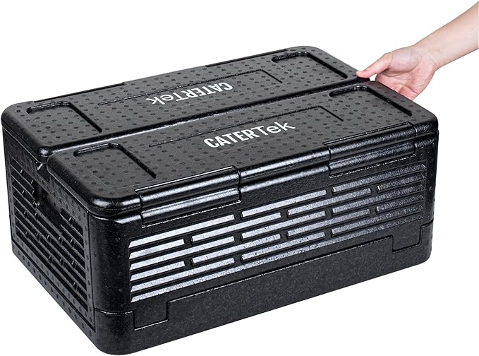 Restaurantware-Cater Tek 42 Quart Catering Hot Box, 1 Top Load Insulated Food Pan Carrier - Holds 1 Full Size 8â€ Deep Pan, Collapsible, Black EPP Plastic Food Box With Handles, Portable, For Buffet