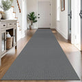 IOHOUZE Washable Exrea Long Hallway Runner Rug 3x14 Non Slip Rubber Backed Kitchen Runner Entryway Runner Indoor, Woven Rugs Floor Carpet for Kitchen Hall Entryway Stair,Dark Grey