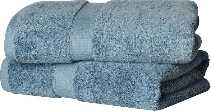 Superior Egyptian Cotton Plush & Absorbent, Bath Towel Set of 2, Denim Blue | by SUPERIOR