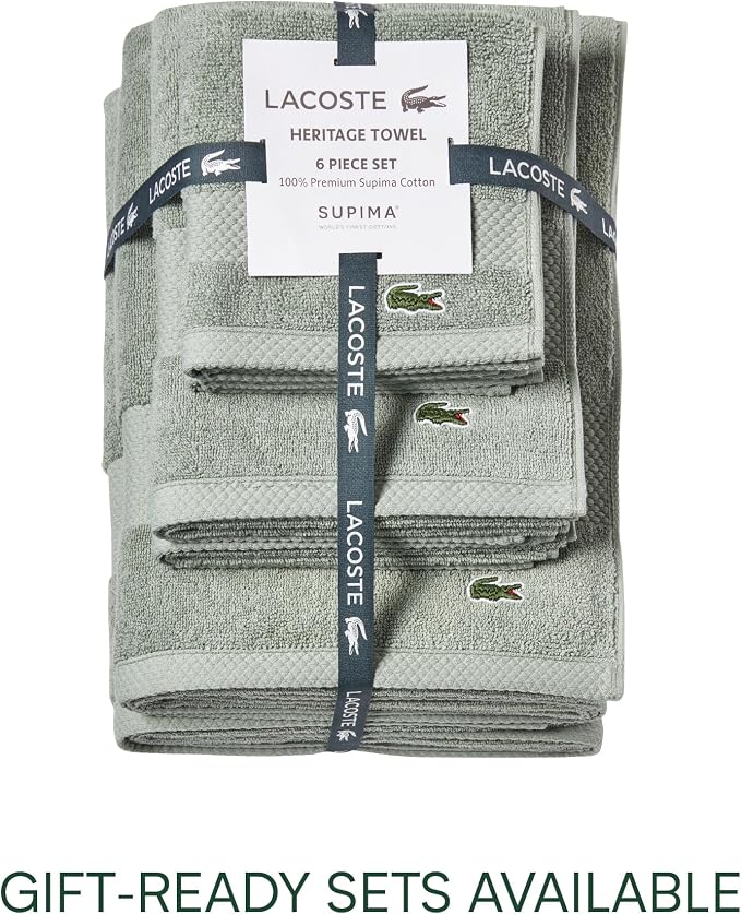 Lacoste Heritage 100% Supima Cotton Tub Mat 21" x 31", Aloe | Highly Absorbent - Image 4