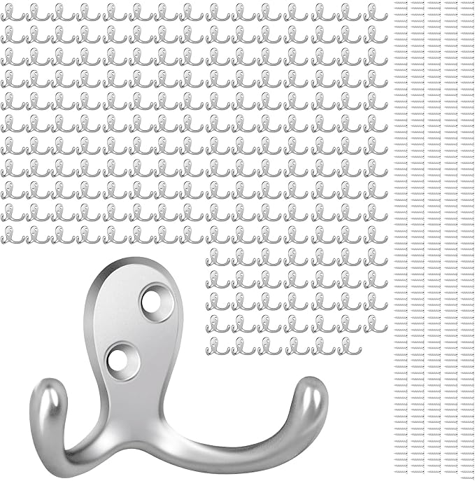 Homanu 180 Pack Coat Hooks, Heavy Duty Double Prong Coat Hooks Wall Mounted by Homanu