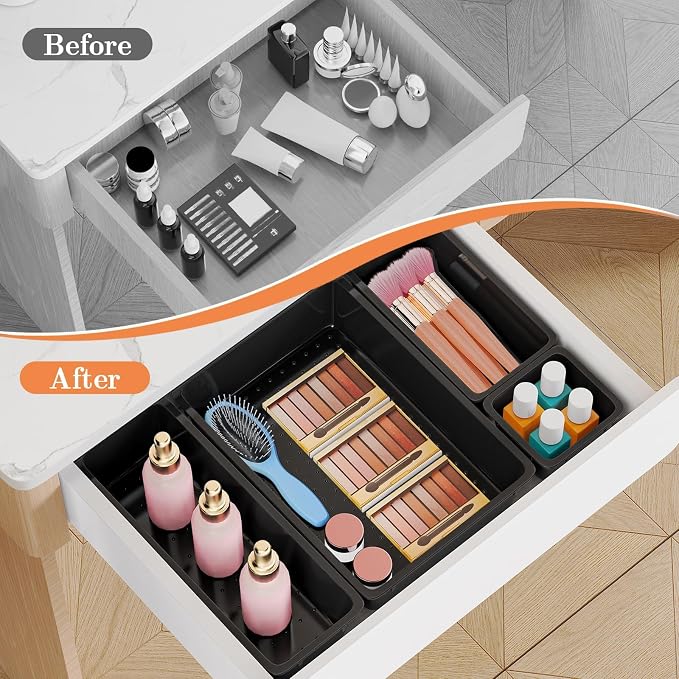 SpaceHacks 25 PCS Plastic Drawer Organizer, 4-Size Versatile Organizer Trays & - Image 4