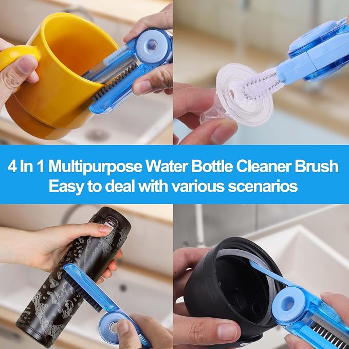 4 in 1 Multifunctional Cleaning Brush, Water Bottle Cleaner Brush |, Bottle Gap - Image 3