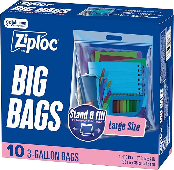 Ziploc Big Bags 3 Gallon Large, Reusable Large-Capacity Plastic Storage Bags by Unknown