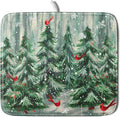 Winter Pine Tree Dish Drying Mat Red Bird Berry Dishes Drainer Mats Absorbent by Giwawa