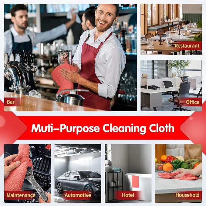 FIXSMITH Red Microfiber Cleaning Cloth -Pack of 12, Highly Absorbent Cleaning - Image 7