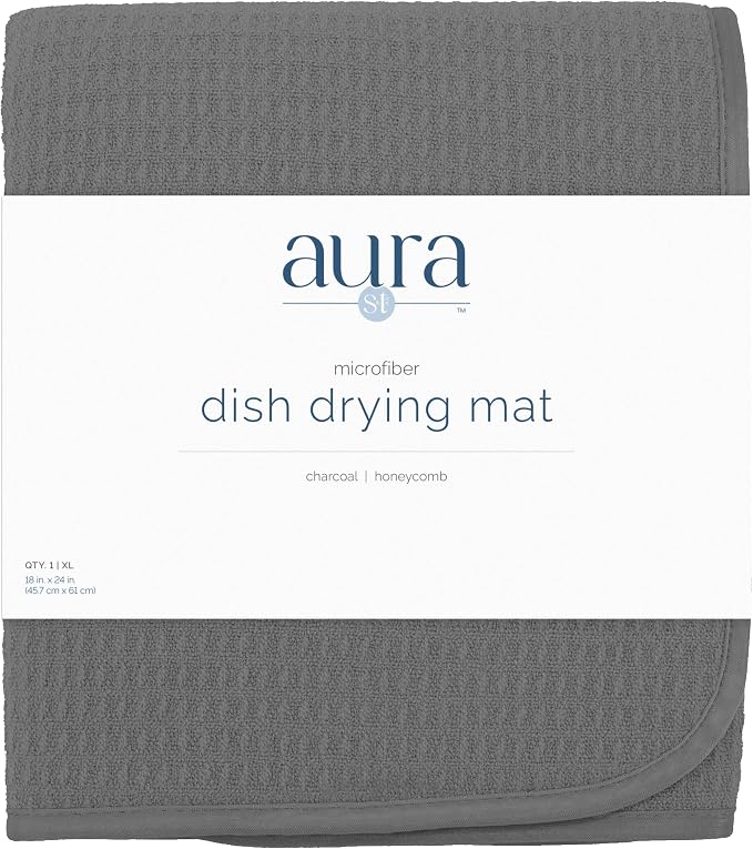 S&T INC. Dish Drying Mat, Charcoal Grey | Absorbent Microfiber, Extra Large - Image 9