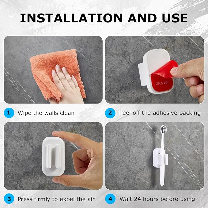 2PCS Wall Mounted Electric Toothbrush Holder, Adhesive & Waterproof Holder | - Image 6