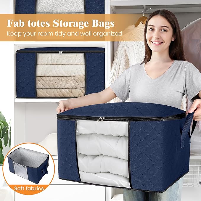 6 Pack Storage Bags for Clothes Blanket Storage Bins - Image 5