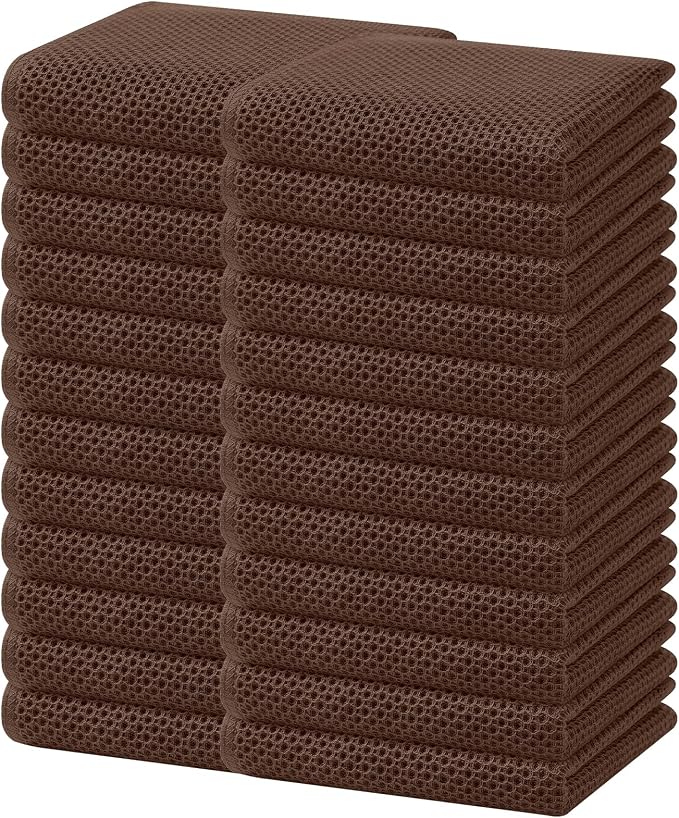 Homaxy 100% Cotton Waffle Weave Kitchen Dish Towels 24-Pack, Coffee | 13 x 28 by Homaxy