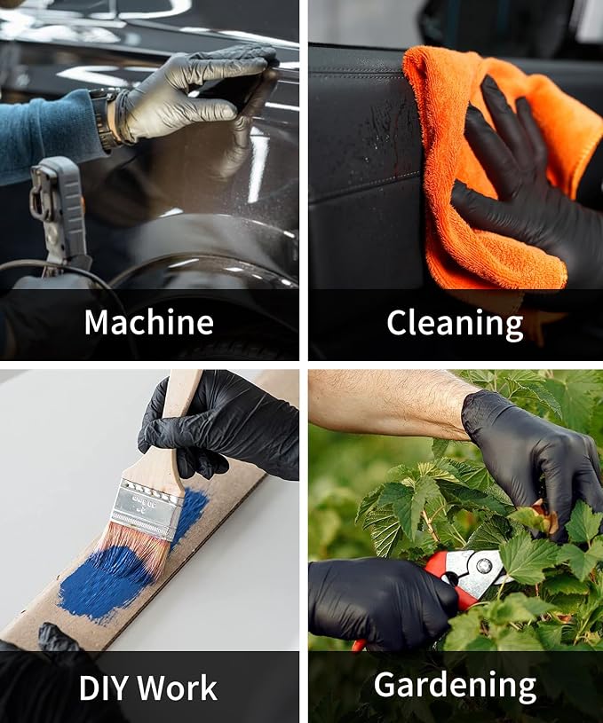 NEOTRIL 6 Mil Heavy Duty Black Nitrile Disposable Gloves, Latex Powder-Free - Image 5