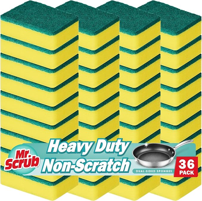Mr. Scrub Sponges Kitchen Scrub Dish Sponge Scouring Pad, 36 Pack Cleaning by MrScrubCleaninghelpers