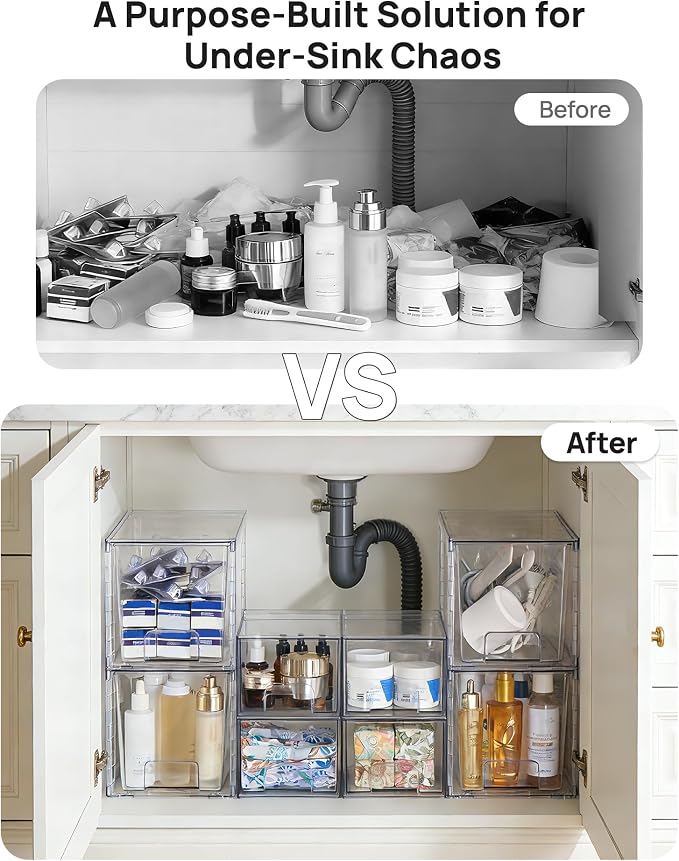 Vtopmart 8 Pack Clear Pull-Out Under Sink Organizer Set - Image 3