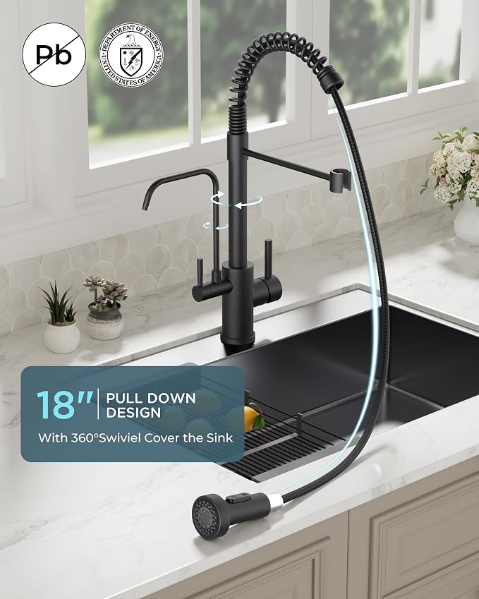 FORIOUS Black Kitchen Faucet - Image 3