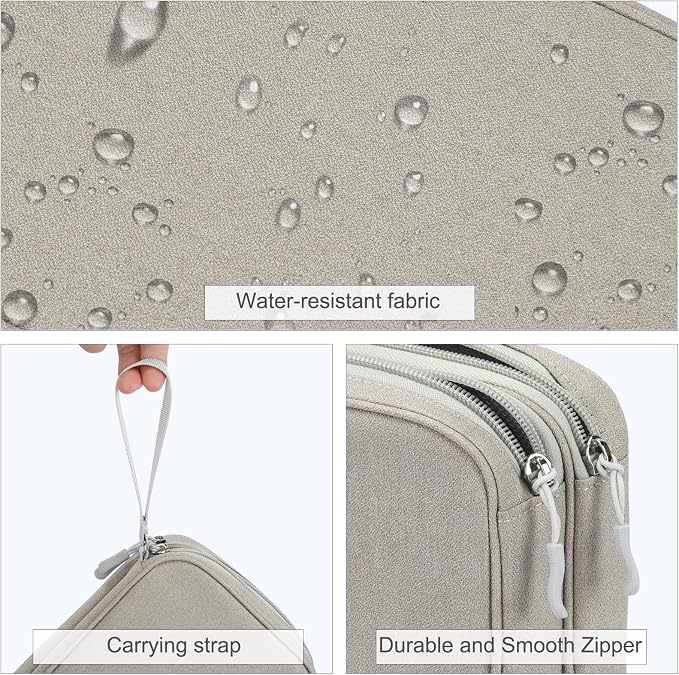 FYY Electronic Organizer, Travel Tech Pouch Bag, Khaki | Wrist Strap, Waterproof - Image 4
