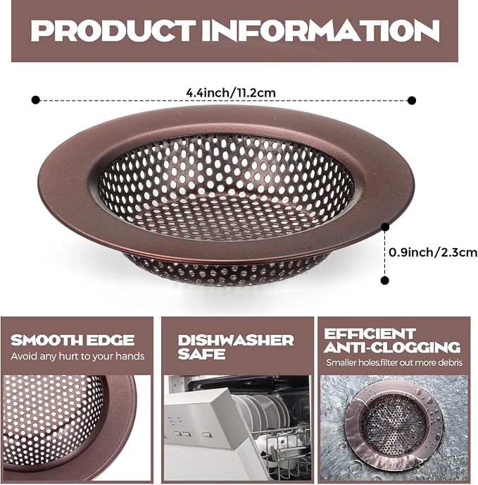 Retisee 2 Pcs Kitchen Sink Drain Strainer 4.4 Inch, Oil Rubbed Bronze - Image 2