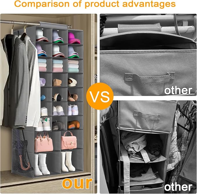Hanging Shoe Organizer for Closet, Closet Hanging Shoe Storage Rack Holder - Image 6