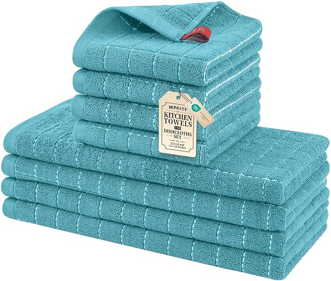 Homaxy Kitchen Towels and Dishcloths Set, Lake Blue by Homaxy