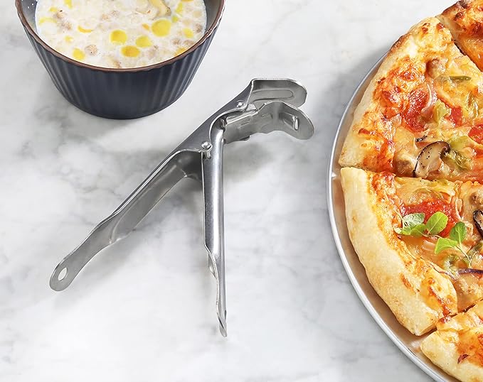 New Star Foodservice 50479 Deep Pizza Tray Pan Gripper Holder, 8", Silver