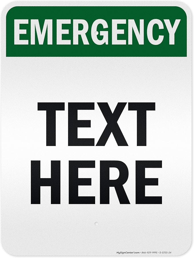 Custom Emergency Sign, OSHA Sign, 18x24 Inches, 3M EGP Reflective, Rust Free .080 Aluminum, Fade Resistant, Made in USA by My Sign Center
