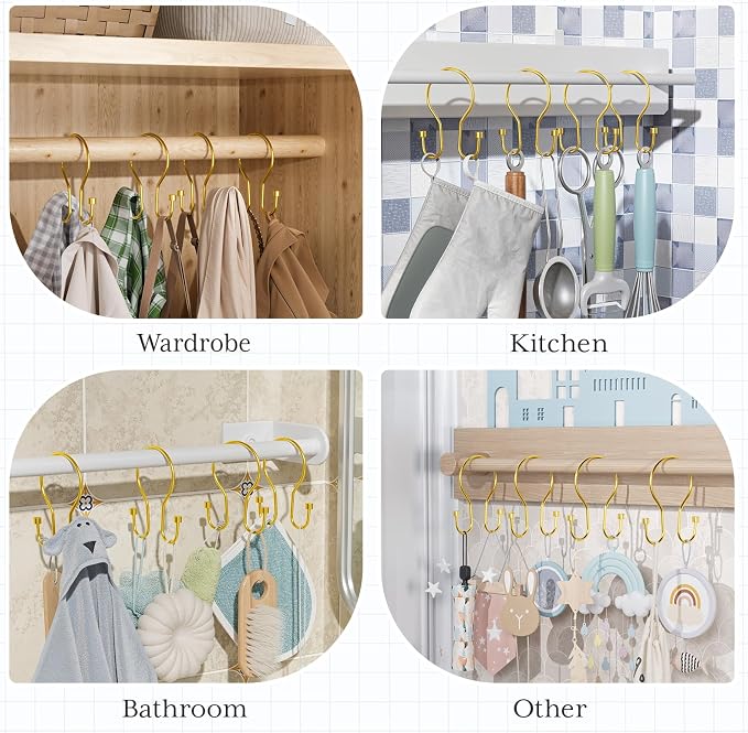 Bathway Shower Curtain Hooks Dark Gold Shower Curtain Rings - Image 7
