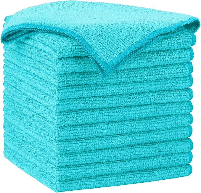 AIDEA Blue Microfiber Cleaning Cloth-12PK, Cleaning Rags 12"x 12" Absorbent | by AIDEAHOME