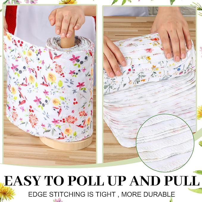 Reusable Kitchen Cloths Cotton Towel, 60 Pack, Wildflowers - Image 4