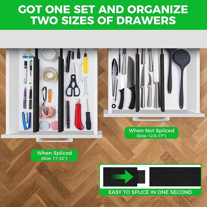 4 Pack Bamboo Drawer Dividers Organizer - Image 2