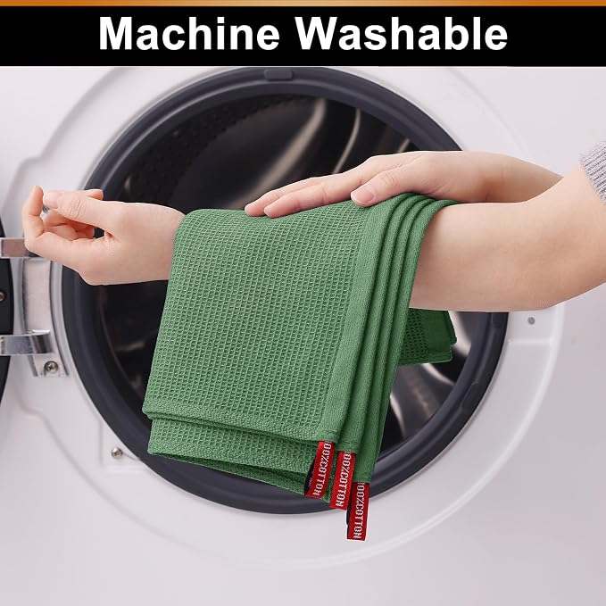 Homaxy 100% Cotton Waffle Weave Dish Cloths, 6 Pack, Grass Green - Image 7