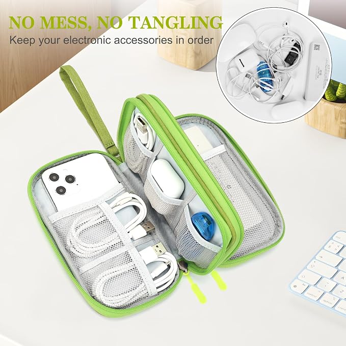 FYY Electronic Organizer, Travel Tech Pouch Bag, Cable Organizer Green | Wrist - Image 5