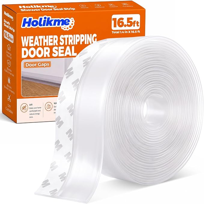Holikme Weather Stripping Door Seal, Shower Door Bottom Seal, 1.4" W-16.5Ft | by Holikme