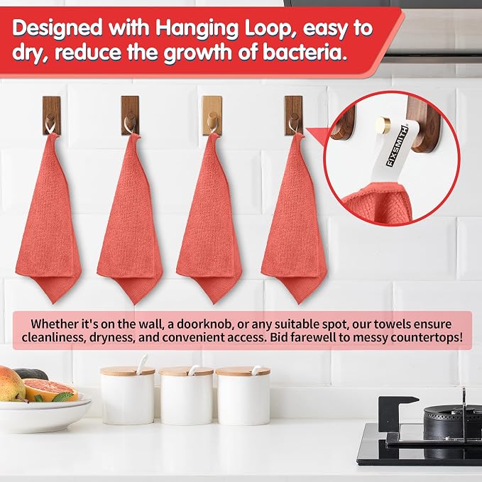 FIXSMITH Red Microfiber Cleaning Cloth -Pack of 12, Highly Absorbent Cleaning - Image 4