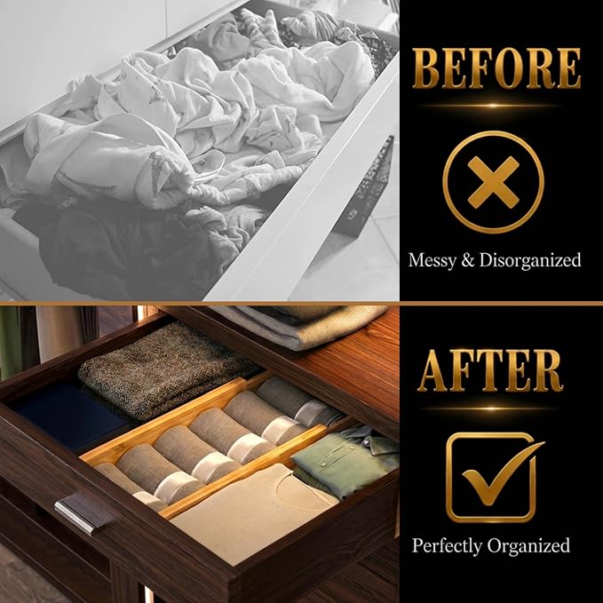 Adjustable Bamboo Drawer Dividers Expandable 8 Pack 17-22 Organizer | Kitchen - Image 4