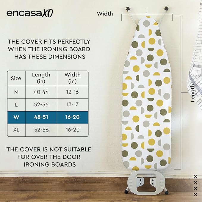 Encasa XO Ironing Board Cover and Pad, Thick Felt 49"x18" - Image 2