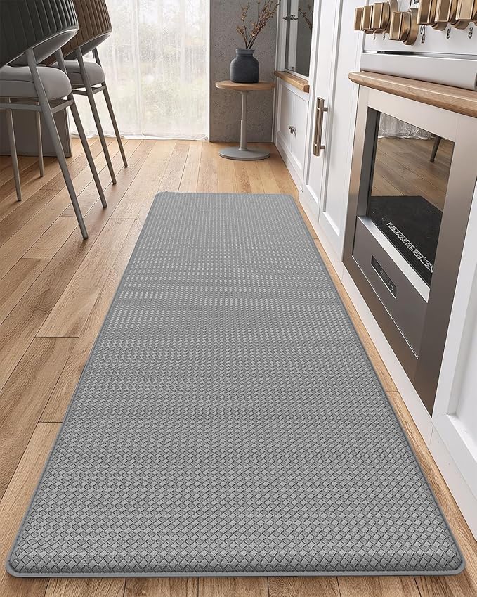 Color&Geometry Anti Fatigue Cushion Kitchen Mat for Floor -24"x71",Wide,Easy Clean, Water & Oil Proof, Anti Slip, Foam Rubber Runner Rug for Front Sink Comfort Standing,Grey