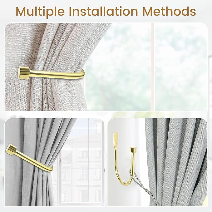 HIKMLK Minimalist Curtain Holdbacks 2pcs, Cast Iron Solid Heavy Duty Metal - Image 3