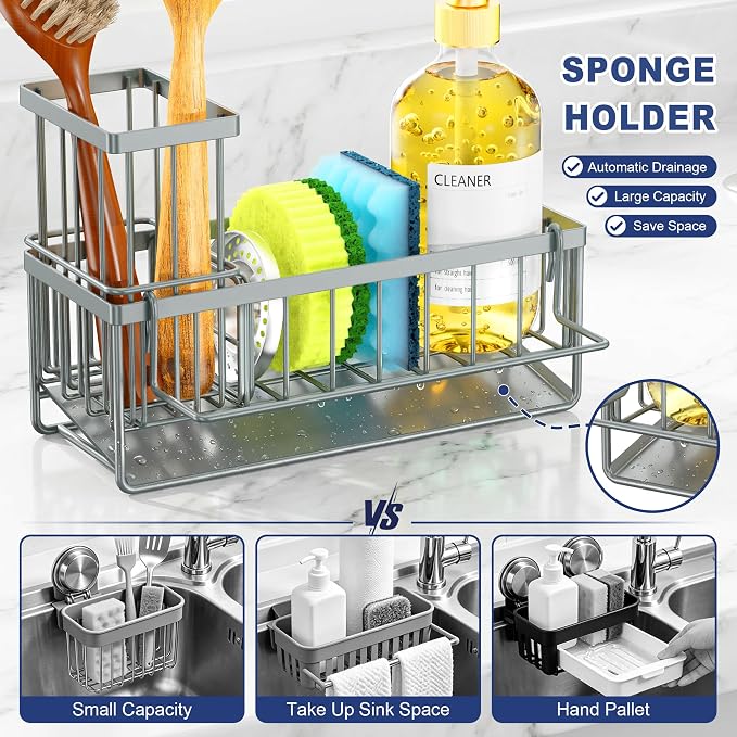 Sponge Holder for Kitchen Sink, Kitchen Sink Caddy, Kitchen Sink Sponge Holder - Image 4