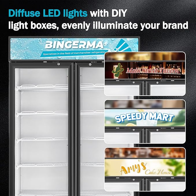 Commercial Merchandiser Display Refrigerator with 2 Glass Doors 30 Cu.ft Beverage Back Bar Cooler Black Drink Fridge for Convenience Stores, Supermarkets, Bars, Offices