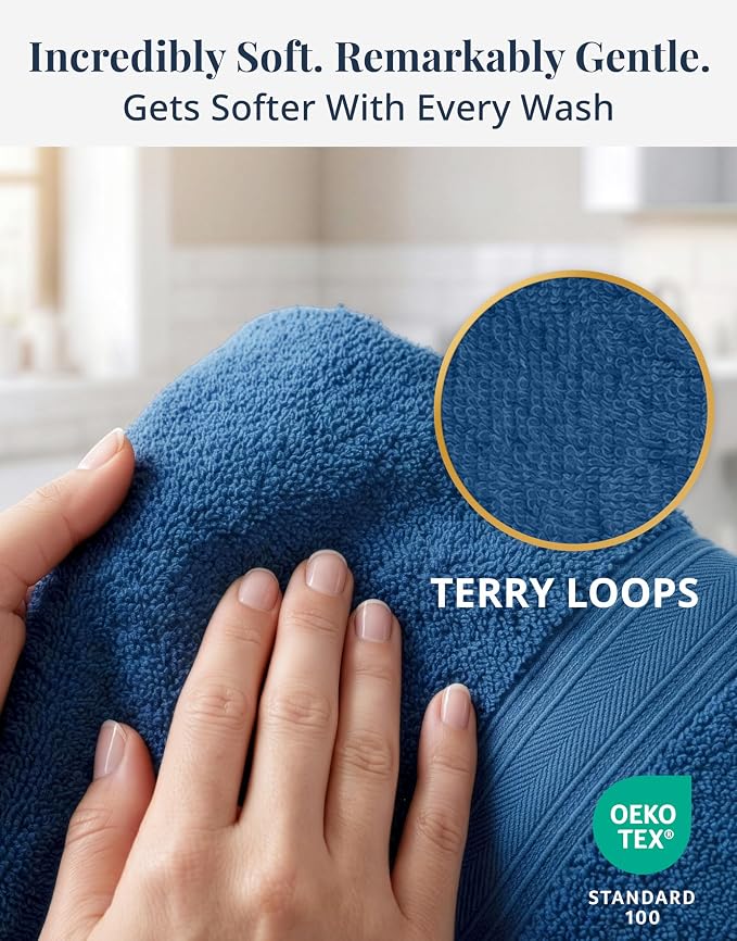 LANE LINEN Hand Towels for Bathroom Set, 6 Piece 100% Cotton Super Absorbent - Image 2