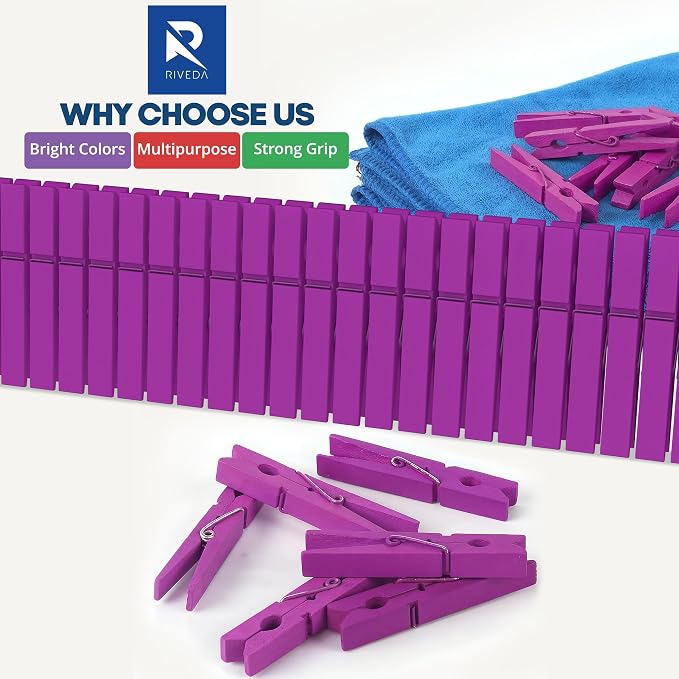 50pcs Colored Wooden Clothes Pins, Clothespins - Image 6