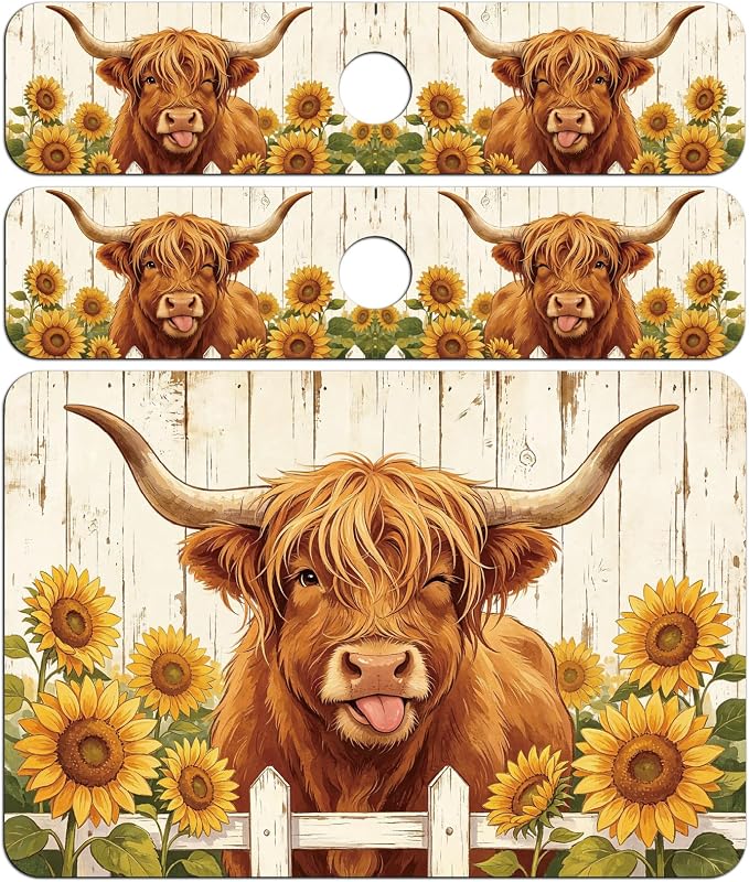 3 Pcs 2 Size Kitchen Sink Splash Guard Faucet Mat Highland Cow Pattern Faucet - Image 8